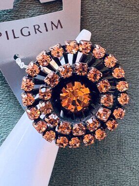 Pilgrim Vintage Ring Gold Color Rhinestones